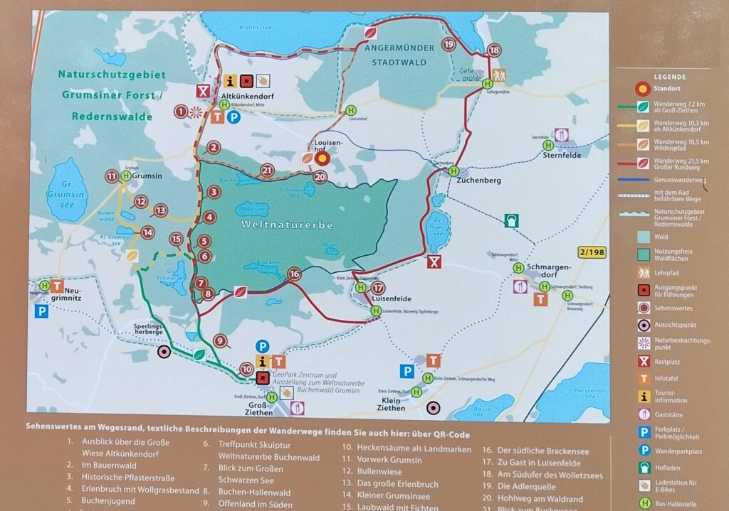 Buchenwald Grumsin Karte Wanderwege